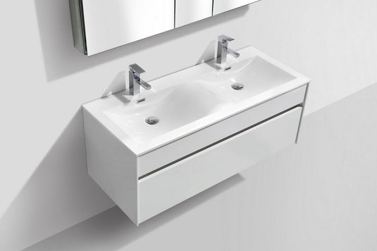 Fitto 48" Double Sink Wall Mount / Wall Hung Bathroom Vanity With 1 Drawer-Bathroom & More | High Quality from Coozify