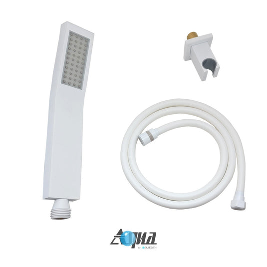 Aqua Piazza Handheld Kit W/ Handheld, 5′ Long Hose and Wall Adapter – White-Bathroom & More | High Quality from Coozify