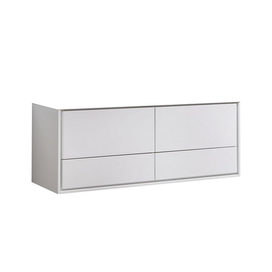 De Lusso 60" Wall Mount / Wall Hung Modern Bathroom Vanity With 4 Drawers Countertop Not Included-Bathroom & More | High Quality from Coozify